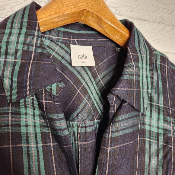 CAbi Size Medium Big Sur Plaid Button Down Top Style #3769 - Picture 7 of 11